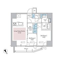 アーバネックス浅草橋Front 3LDKの間取図画像