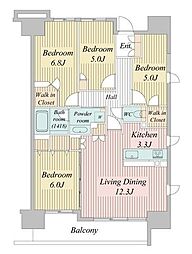 エスティメゾン豊洲レジデンスA棟 4LDKの間取図画像