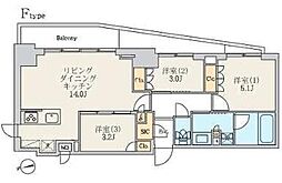 クレストコート北千住レジデンス 3LDKの間取図画像