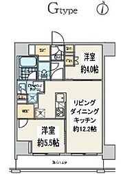クレストコート中野富士見町 2LDKの間取図画像