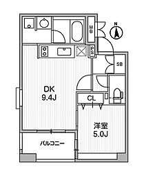 クリオ三田ラ・モード 1DKの間取図画像