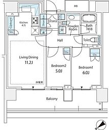 HARUMIFLAGSUNVillageD棟 2LDKの間取図画像
