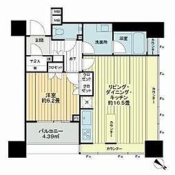 ザ・ヒルトップタワー高輪台 1LDKの間取図画像