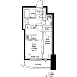 343レジデンス後楽園 1LDKの間取図画像