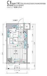 メインステージ三ノ輪3 1Kの間取図画像