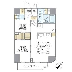 アジールコート町屋 2LDKの間取図画像