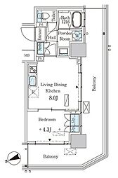 パークアクシス大塚ステーションゲートタワー 1LDKの間取図画像