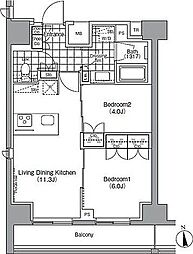 パークハビオ秋葉原エスト 2LDKの間取図画像