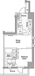 ザ・パークハビオ早稲田 1DKの間取図画像