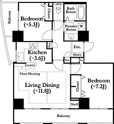 河田町ガーデン2号棟 2LDKの間取図画像