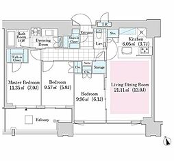 大崎ガーデンレジデンス 3LDKの間取図画像
