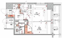 ハーモニーレジデンス菊川ステーションフロント 1DKの間取図画像
