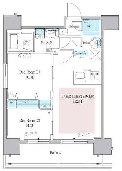 東京都台東区蔵前４丁目(賃貸マンション2LDK・11階・50.32㎡)の写真 その2