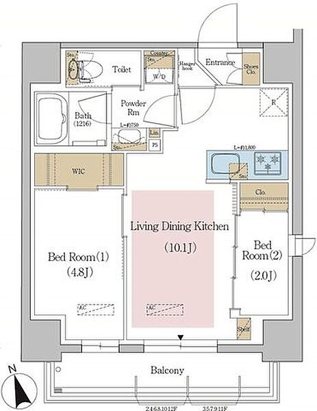 東京都中央区入船２丁目(賃貸マンション2LDK・5階・40.20㎡)の写真 その2