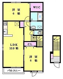ハアラン御津 2LDKの間取図画像