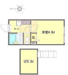 フォルトゥーナ梅島 1Kの間取図画像
