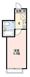 パレノーブル 1Kの間取図画像