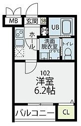 プラフィド 1Kの間取図画像