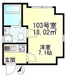 クレール堀切 1Kの間取図画像