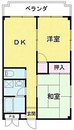 メゾンコム 2DKの間取図画像