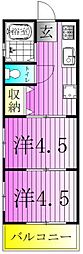 第1サトーハイツ 2DKの間取図画像