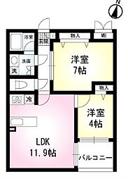 メゾンブラン 2LDKの間取図画像