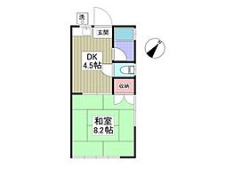 ハイツ元町A 1DKの間取図画像