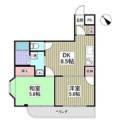 ロイヤルマンション綾瀬 2DKの間取図画像