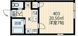 フィオーネ北千住II 1Kの間取図画像