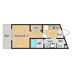 パシフィックレジデンス江北 1Kの間取図画像