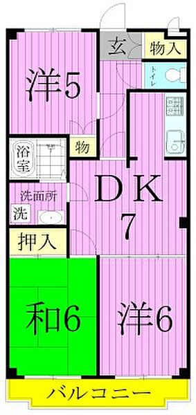 フラワーフィールドマンション 203｜東京都足立区南花畑３丁目(賃貸マンション3DK・2階・53.71㎡)の写真 その2