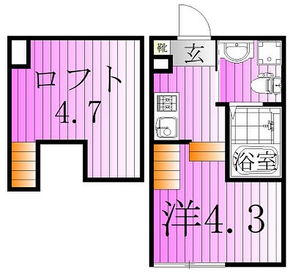 ハーモニーテラス亀有II 103｜東京都足立区中川２丁目(賃貸アパート1K・1階・15.51㎡)の写真 その2