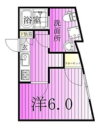 エクセラン五反野 3階1Kの間取り