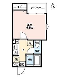 ログリア 1階1Kの間取り