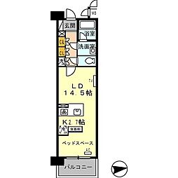 ロイヤルパークス西新井 1Kの間取図画像