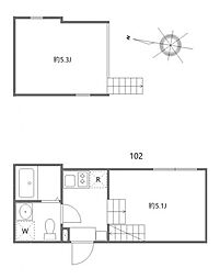 ハーモニーテラス青井XIII ワンルームの間取図画像
