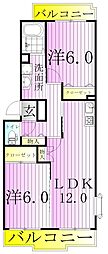 エーデルハイム峯岸 2LDKの間取図画像