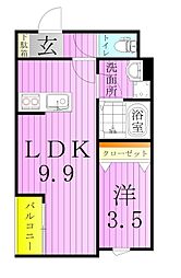 La-Crea LKS(ラクリエ・エルケーエス) 1LDKの間取図画像