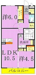 レイストリーフ 2LDKの間取図画像