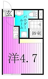HANABUSA5 ワンルームの間取図画像