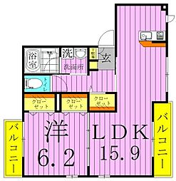AVANON六町 1LDKの間取図画像