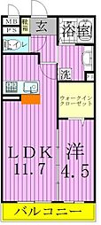 クレールコート 1LDKの間取図画像