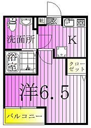 フォレスティエール 1Kの間取図画像