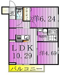 エクセル3 2LDKの間取図画像