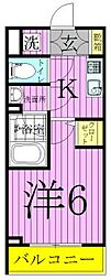 ライジングプレイス綾瀬 1Kの間取図画像