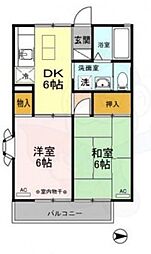 ルードルフィアタウンズＣ 1階2DKの間取り