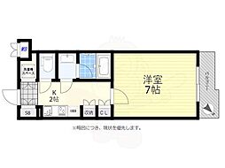 ルーブル千歳烏山 2階1Kの間取り