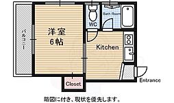 栄ハイム 1Kの間取図画像