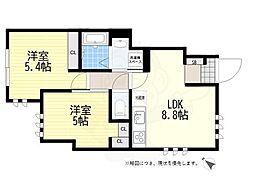 プレノアール烏山 2LDKの間取図画像