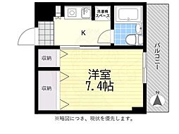 ベルエール調布 1Kの間取図画像